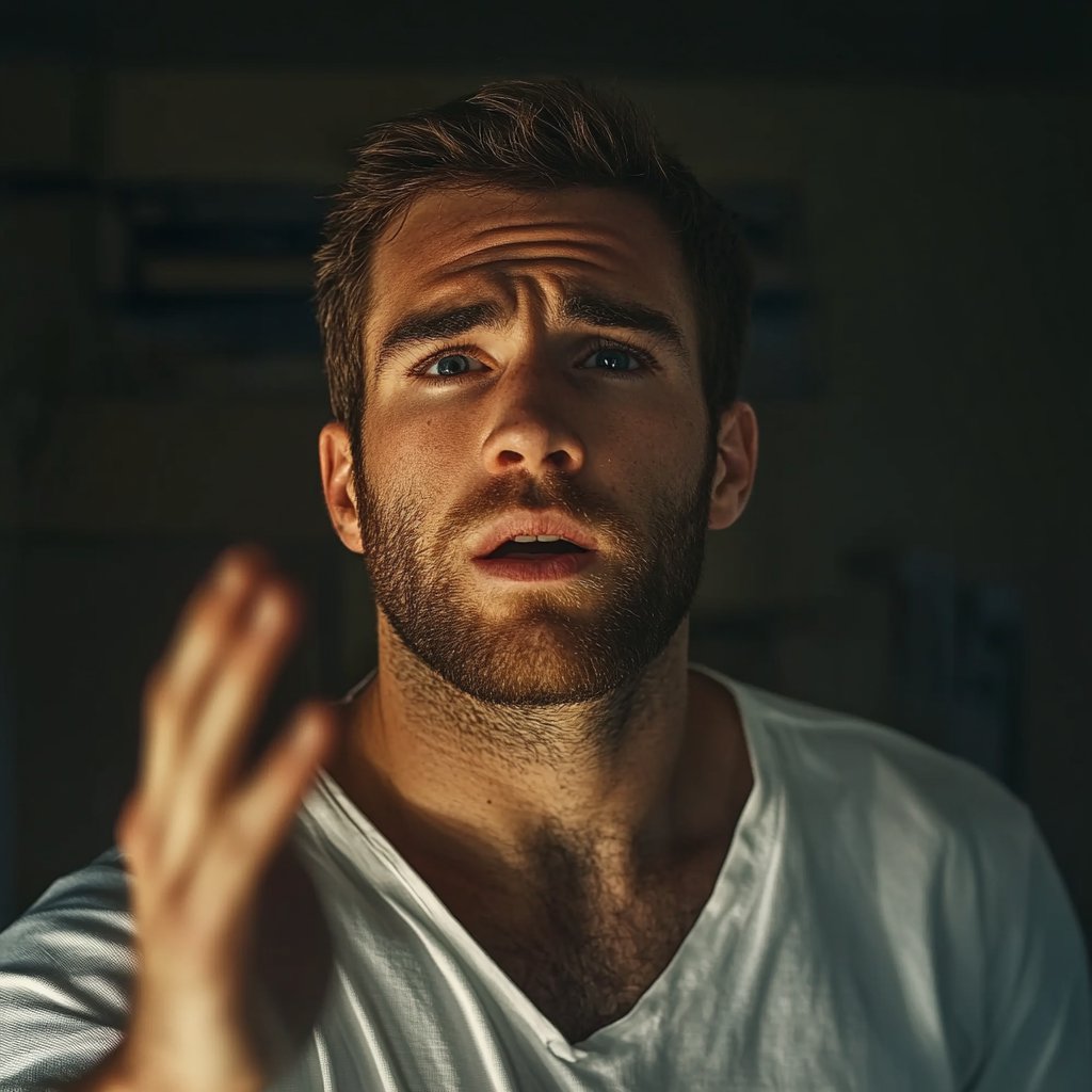 An anxious man looking desperate | Source: Midjourney