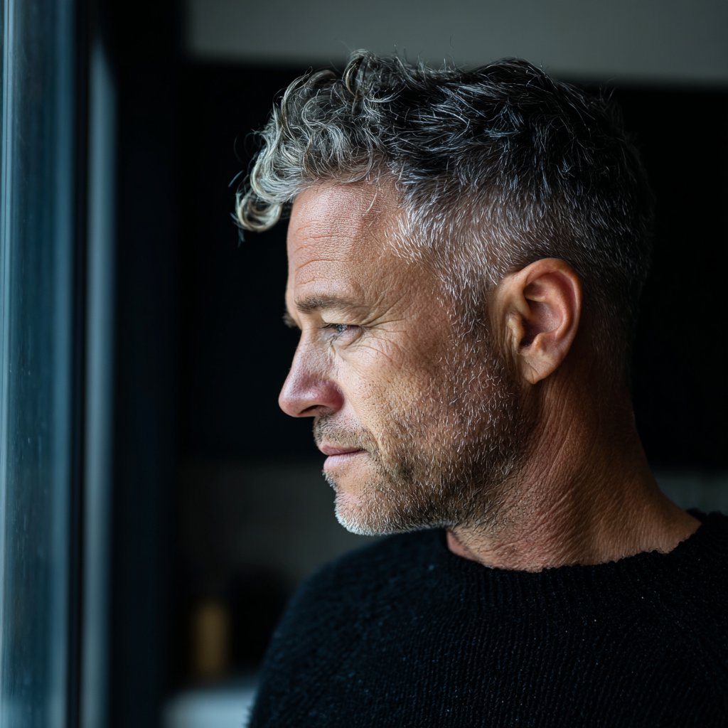 A man looking out of a kitchen window | Source: Midjourney