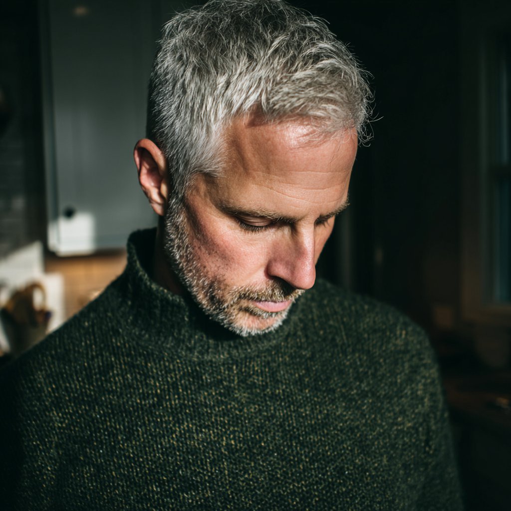 A pensive man standing in a kitchen | Source: Midjourney