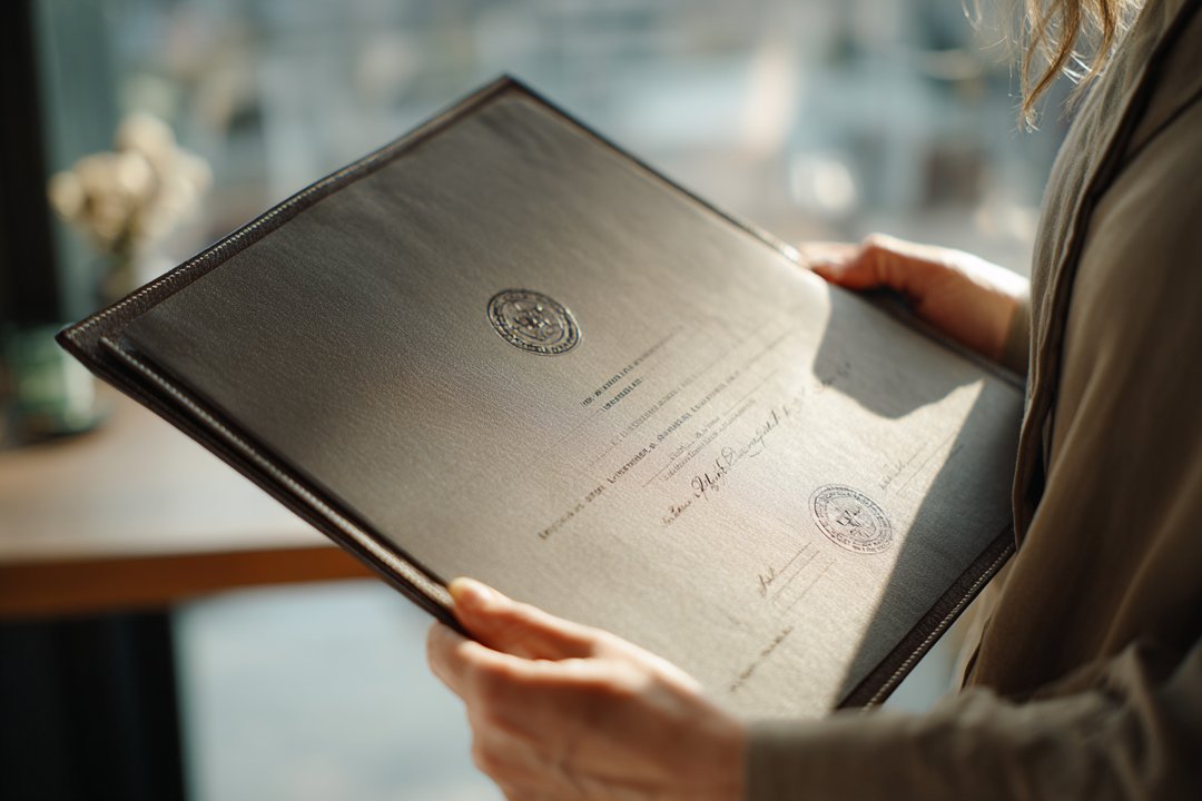 A woman holding a folder | Source: Midjourney