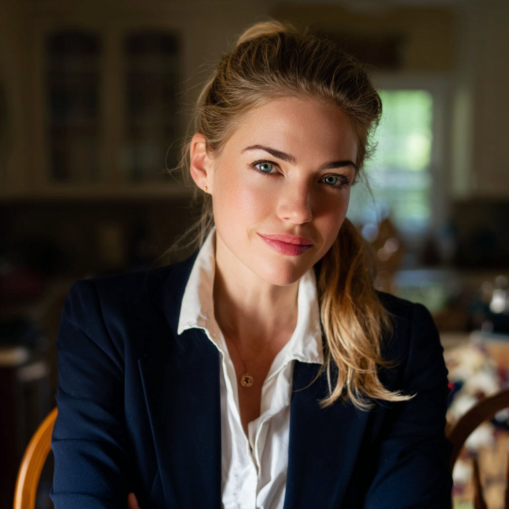 A woman wearing a navy blazer | Source: Midjourney