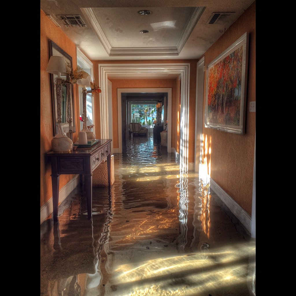 A flooded hallway | Source: Midjourney