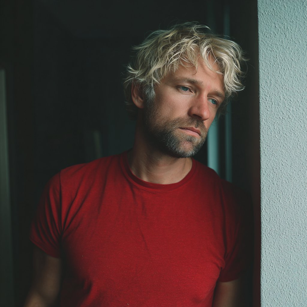 A pensive man leaning against a wall | Source: Midjourney