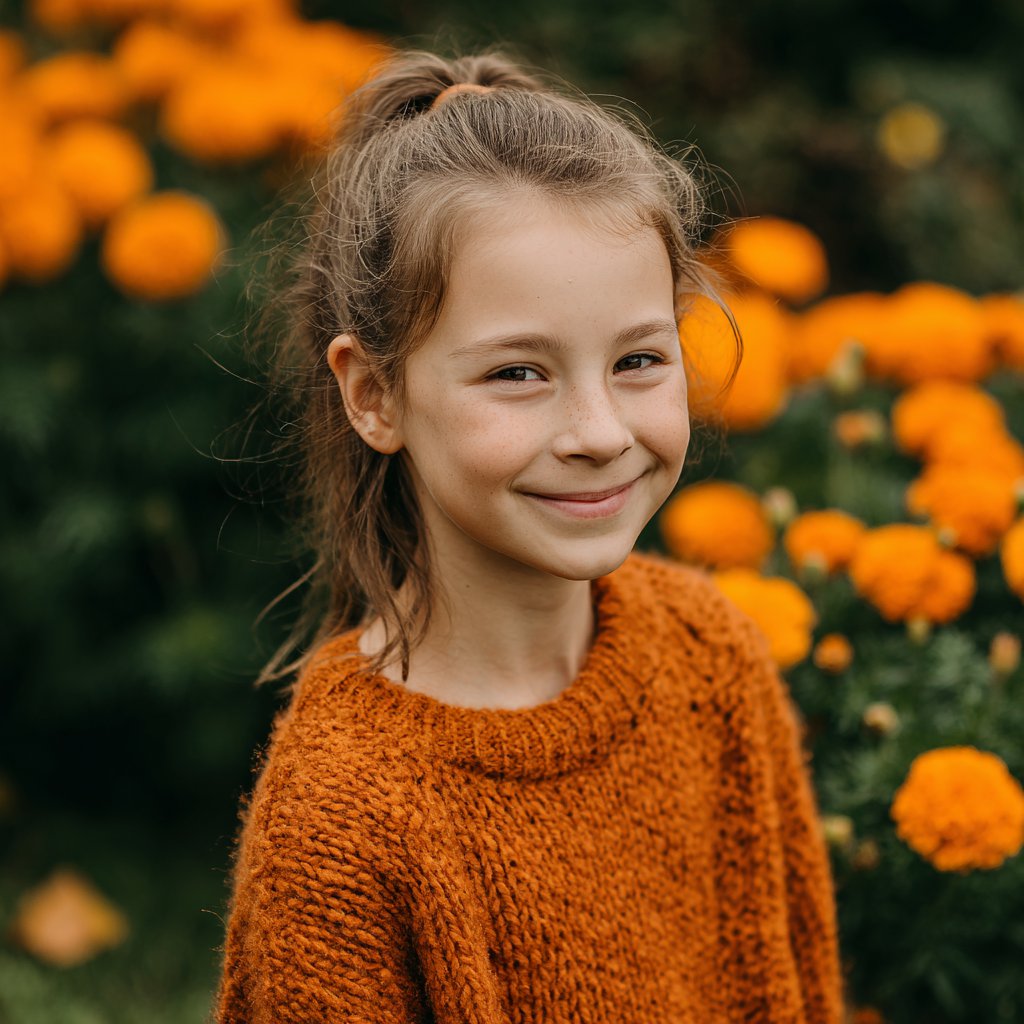 A smiling little girl standing in a garden | Source: Midjourney