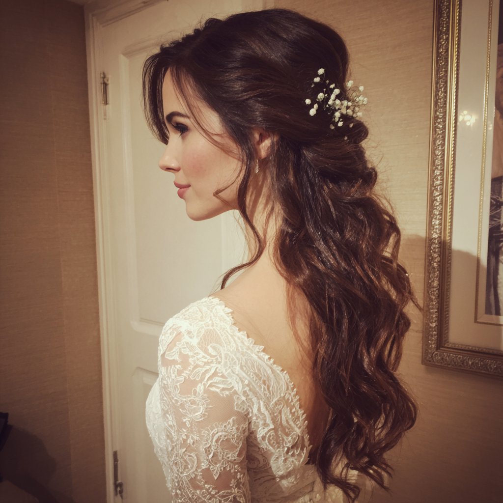 A bride with flowers in her hair | Source: Midjourney