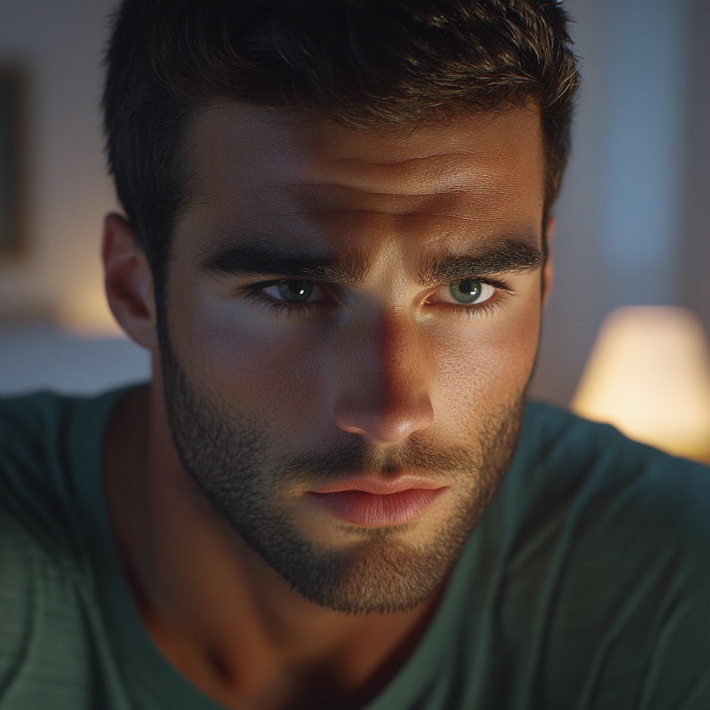 Close-up portrait of a nervous man | Source: Midjourney