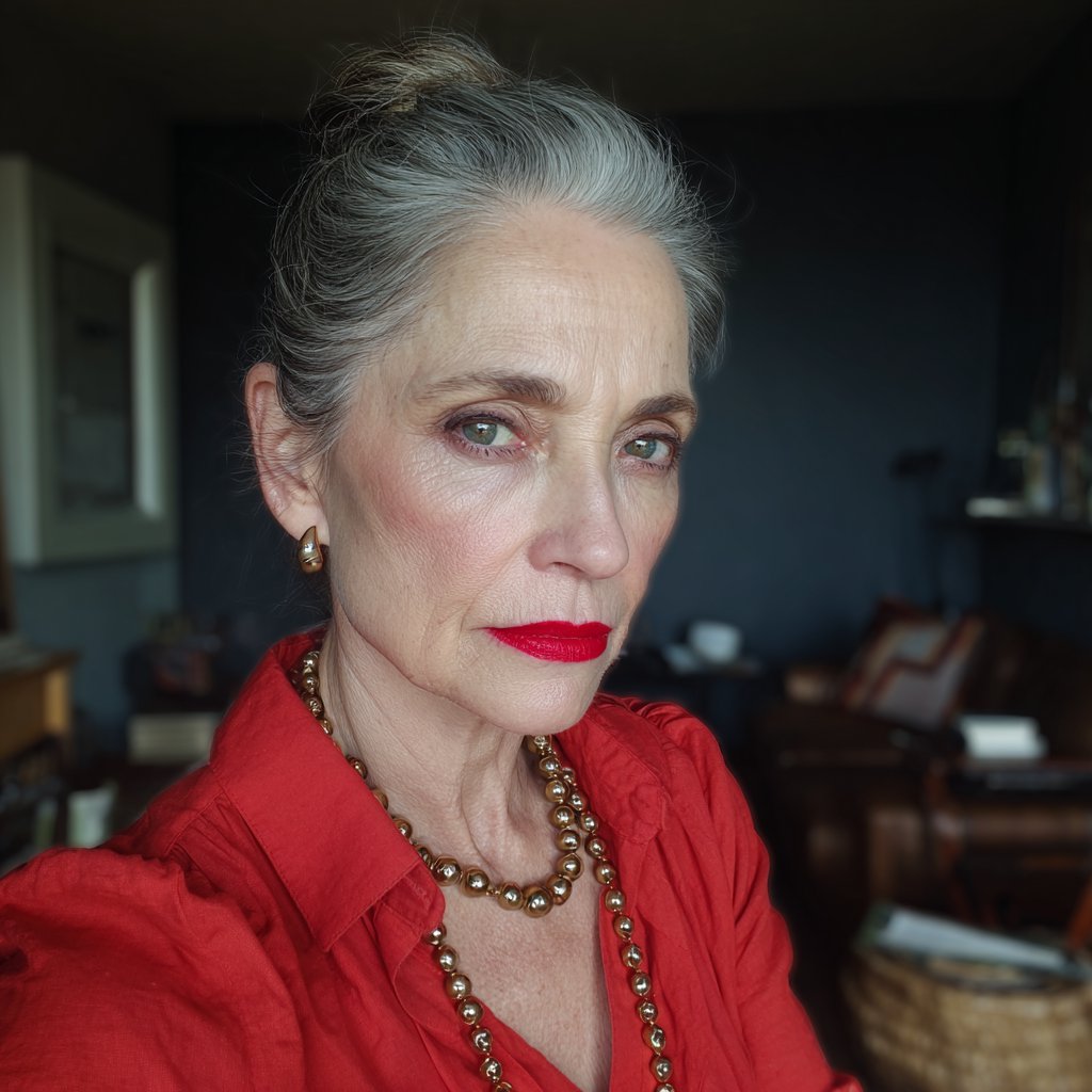 An older woman sitting in a living room | Source: Midjourney