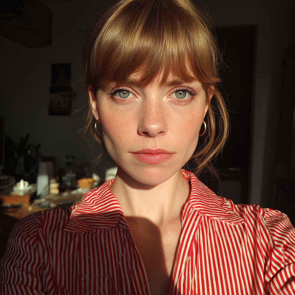 A close-up of a pensive woman standing in a living room | Source: Midjourney
