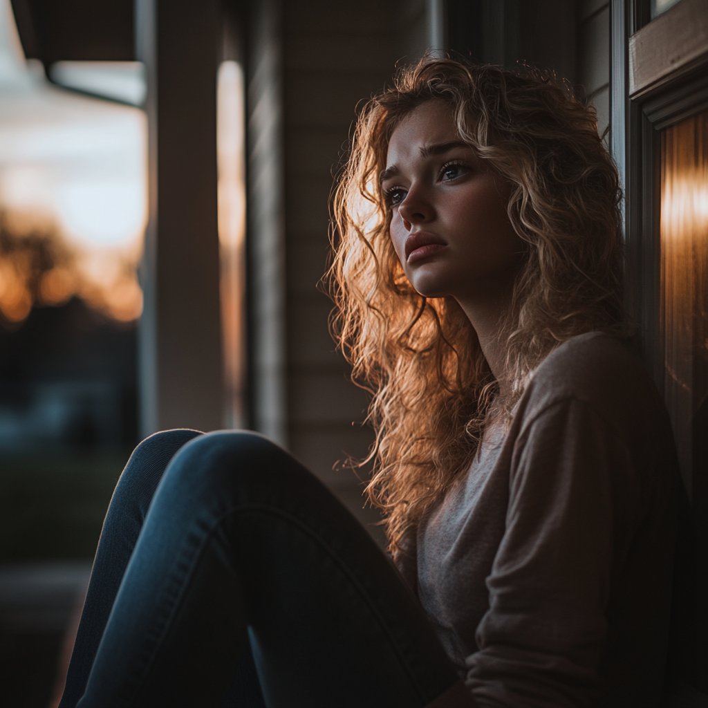 A woman on her porch | Source: Midjourney