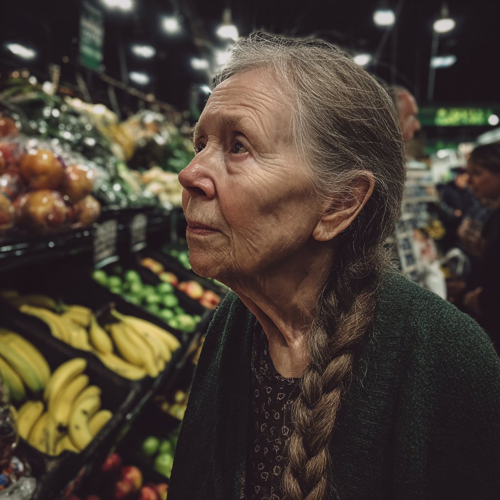 An old woman wearing a green cardigan | Source: Midjourney
