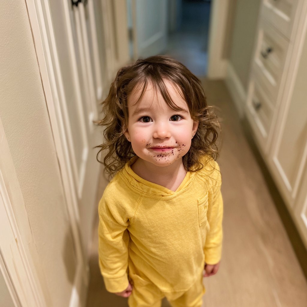 A smiling little girl in yellow pajamas | Source: Midjourney