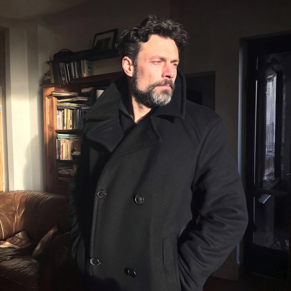 A man wearing a black coat | Source: Midjourney