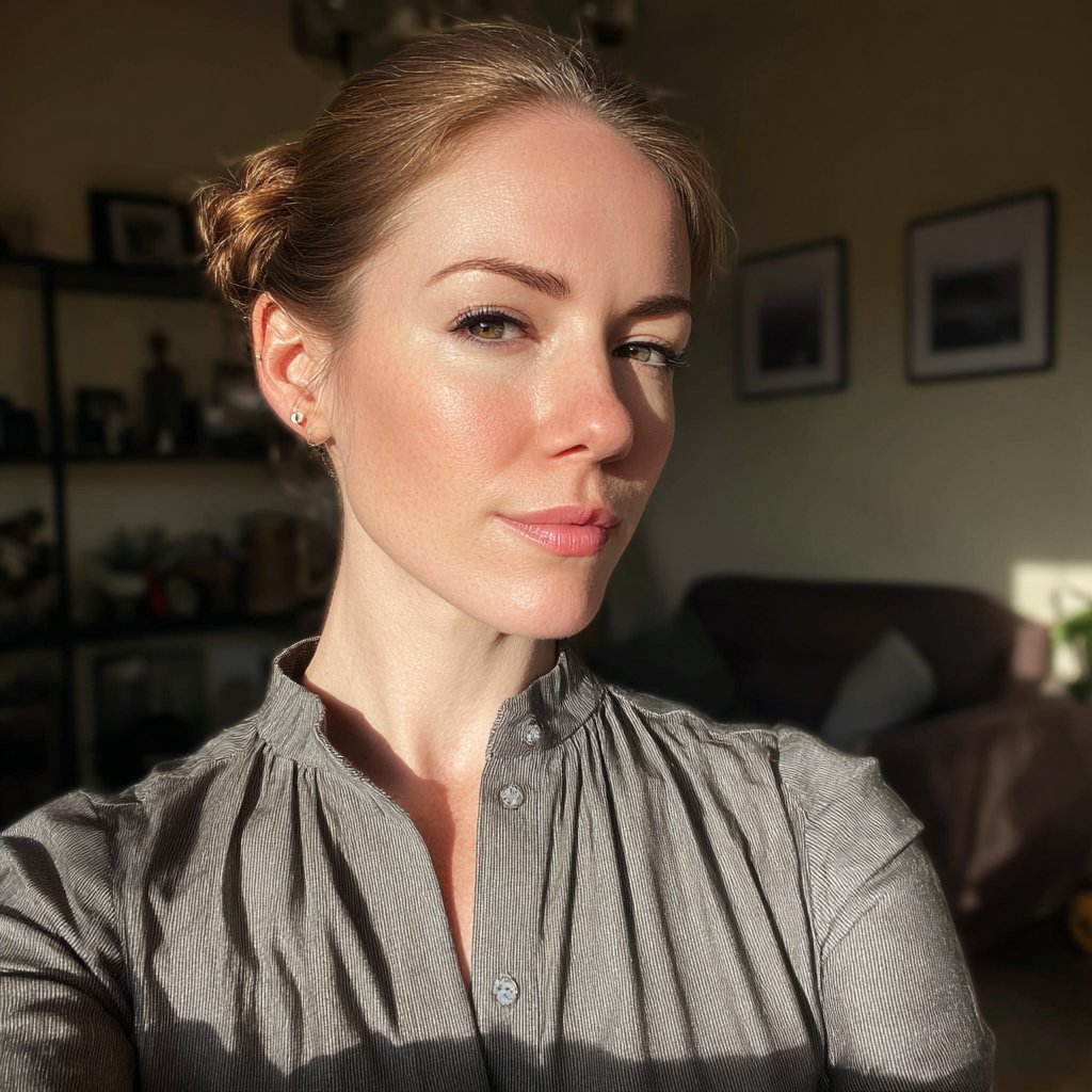 A woman wearing a gray shirt | Source: Midjourney