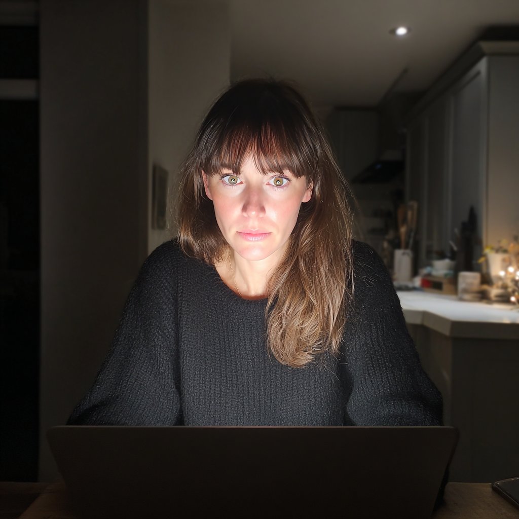 A shocked woman using a laptop | Source: Midjourney