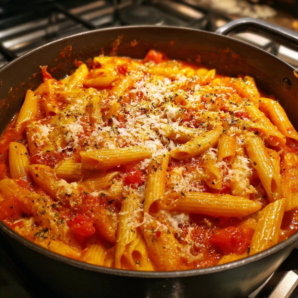 A pot of pasta on a stove | Source: Midjourney