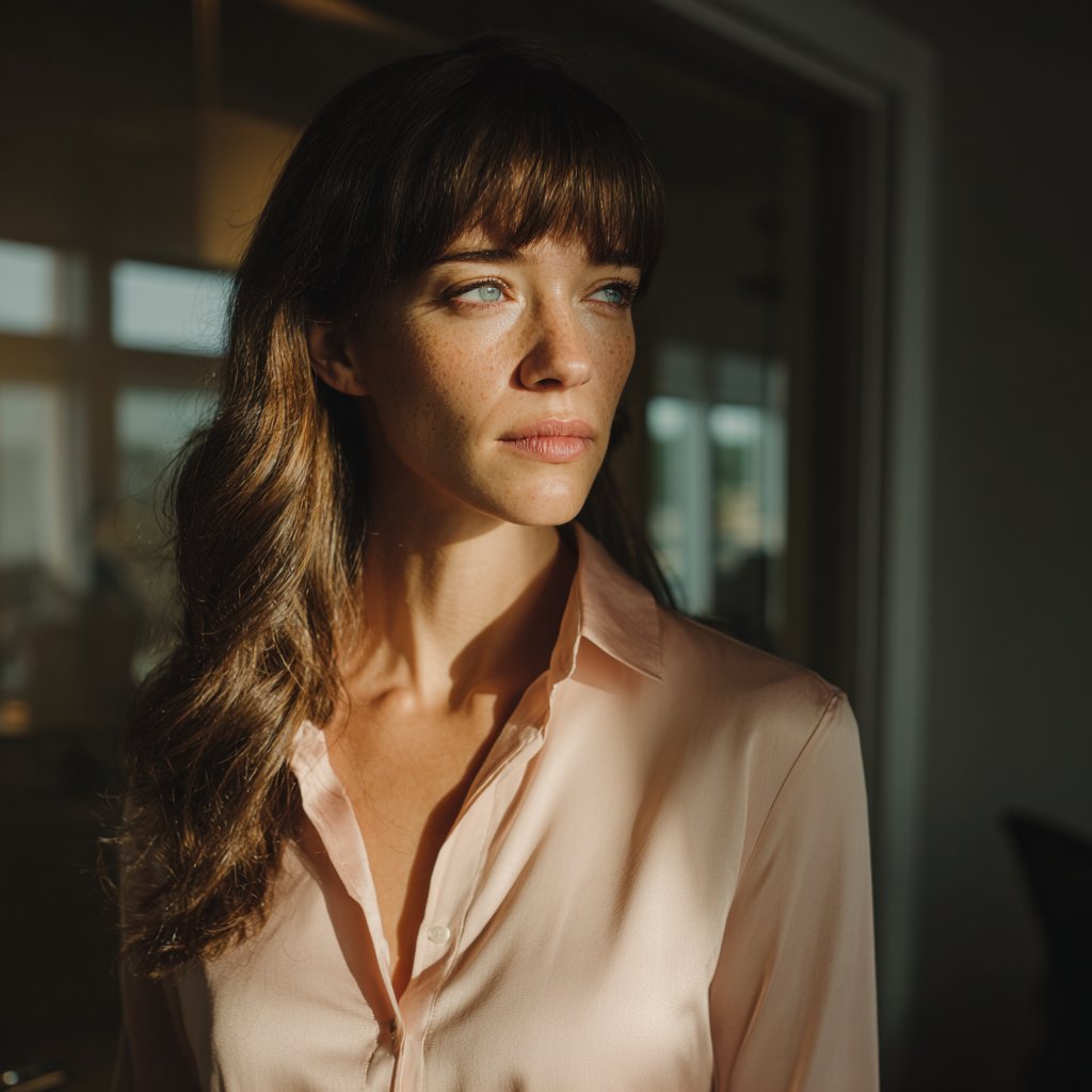 A pensive woman standing in an office | Source: Midjourney