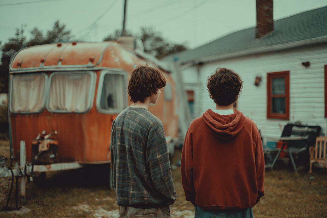 Two boys standing near a trailer | Source: Midjourney