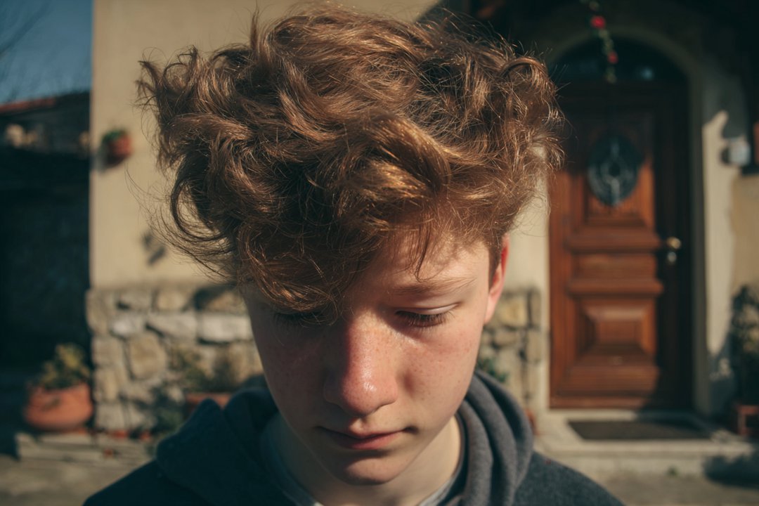 A boy looking down | Source: Midjourney