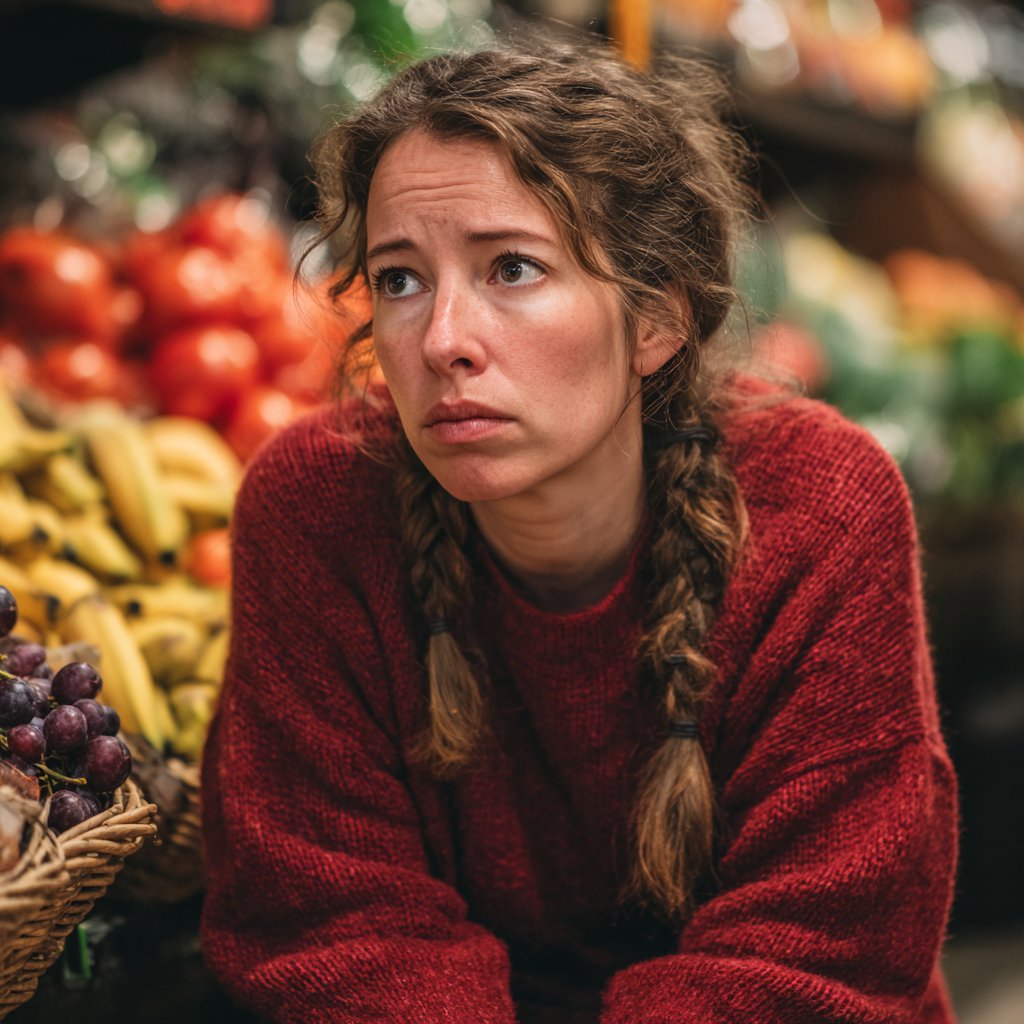 A woman kneeling in a store | Source: Midjourney