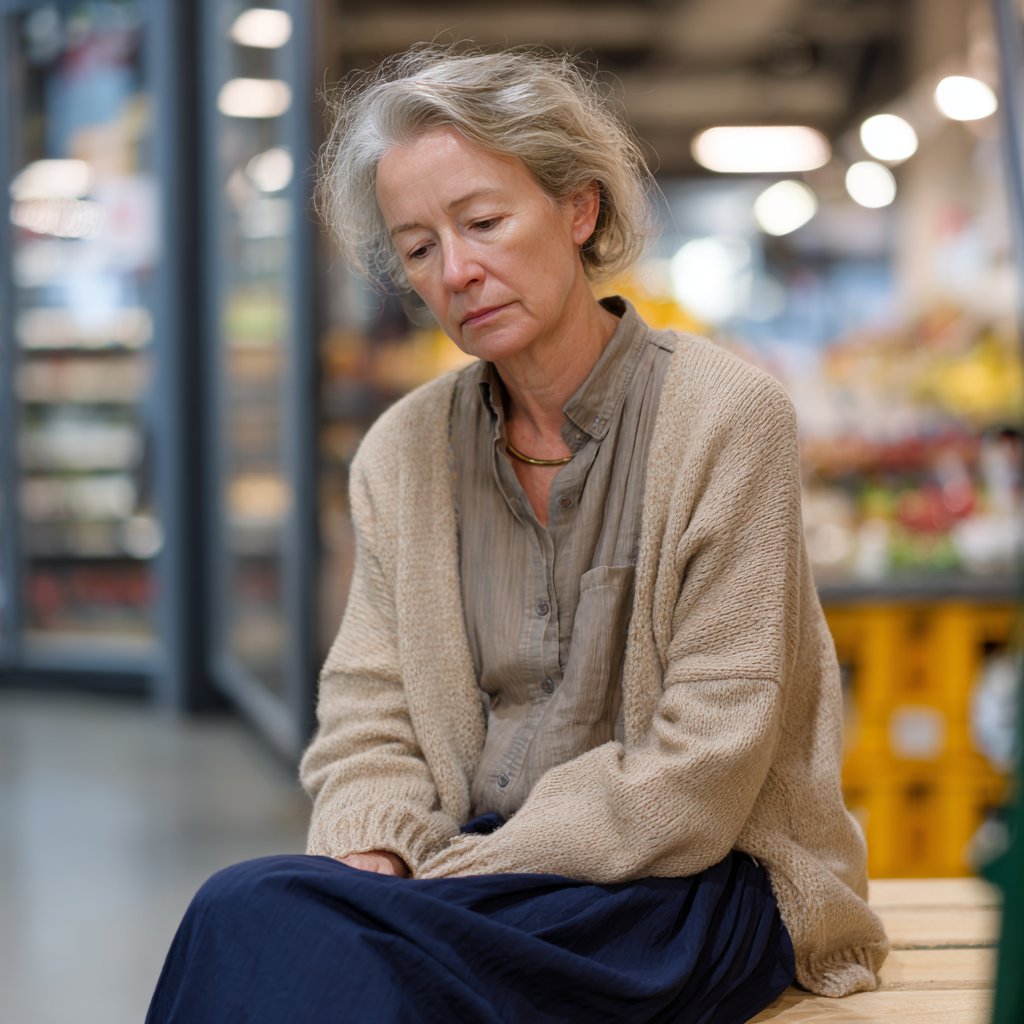 An older woman sitting on a bench | Source: Midjourney