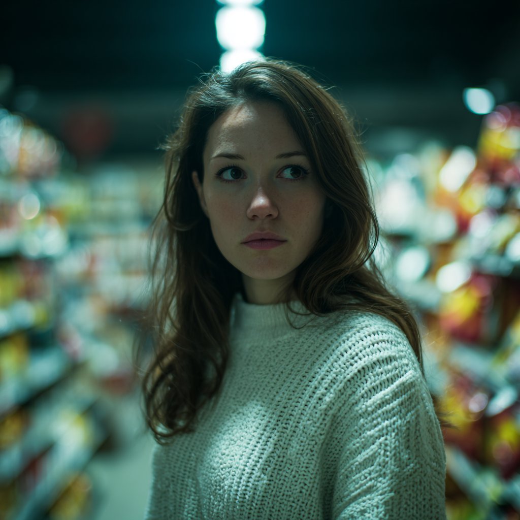 A close-up of a worried woman | Source: Midjourney