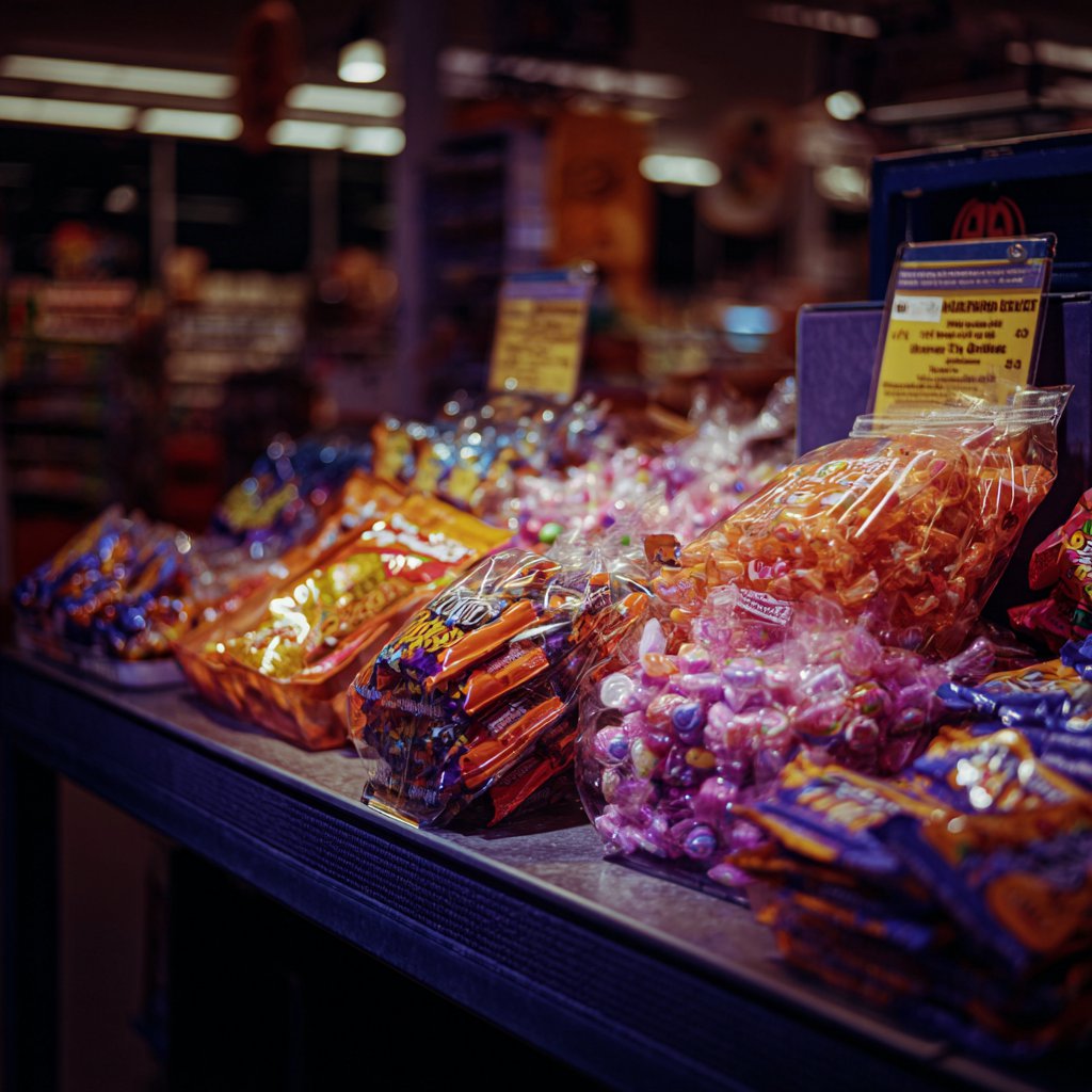 A candy display in a store | Source: Midjourney