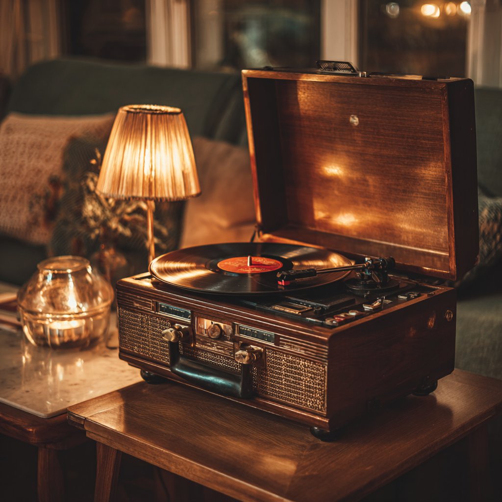 A record player on a table | Source: Midjourney