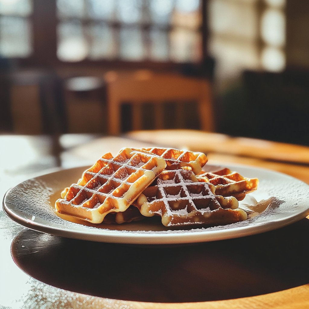 A plate of waffles | Source: Midjourney