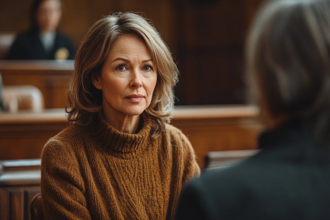 Serious woman talking to a judge | Source: Midjourney