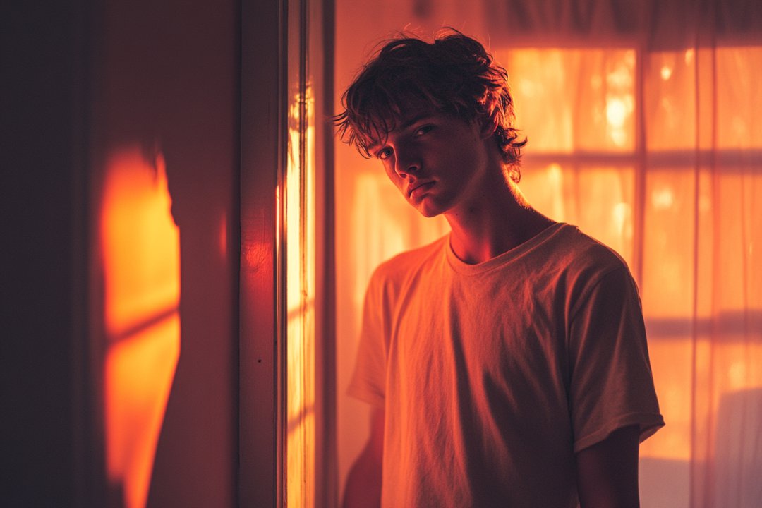 Sad teenager eavesdropping | Source: Midjourney