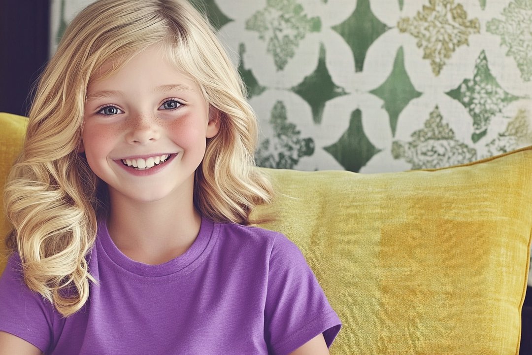 A girl smiling politely | Source: Midjourney