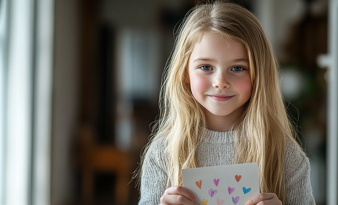A girl holding a card | Source: Midjourney