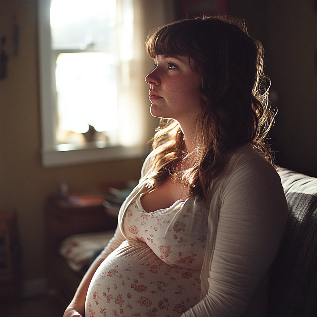 A worried pregnant woman | Source: Midjourney