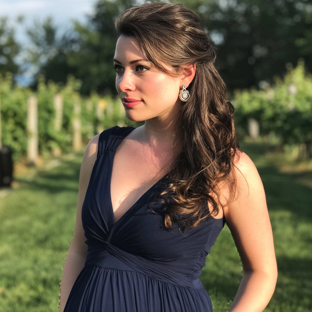 A smiling pregnant woman standing outside | Source: Midjourney