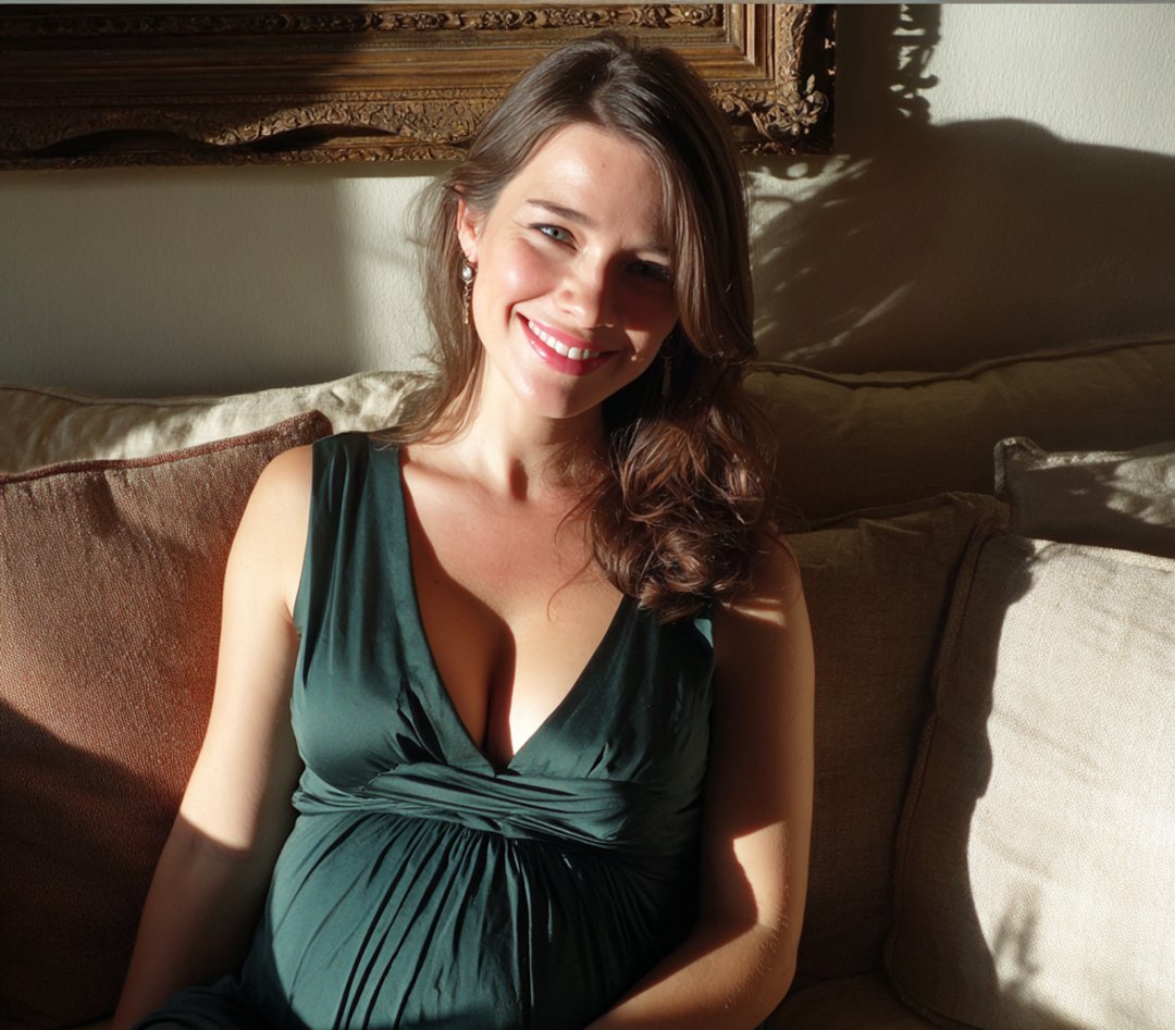 A smiling pregnant woman | Source: Midjourney