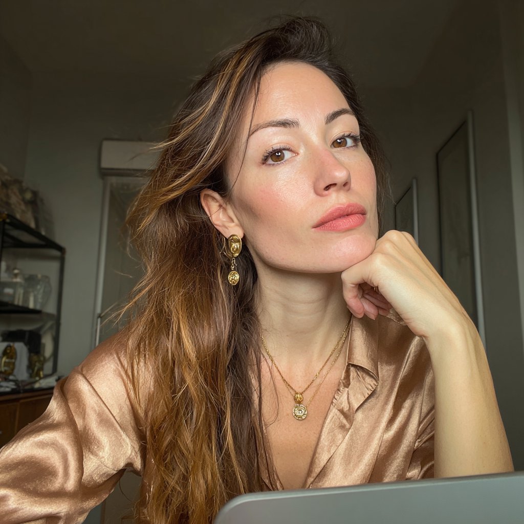 A woman sitting with her laptop | Source: Midjourney
