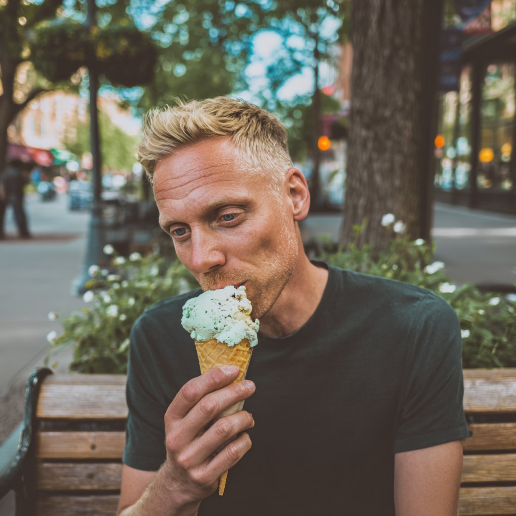A man holding an ice cream cone | Source: Midjourney