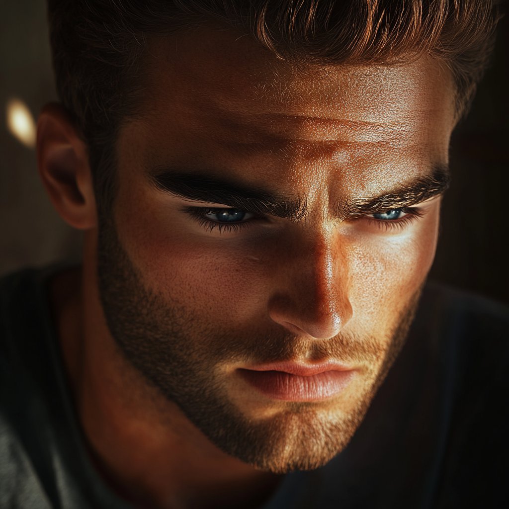 A sad man with his eyes downcast | Source: Midjourney