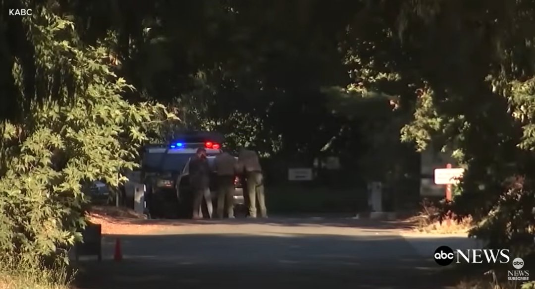 Law enforcement officers respond to the scene at King Gillette Ranch following the fatal incident, as posted July 11, 2025 | Source: YouTube/ABC News
