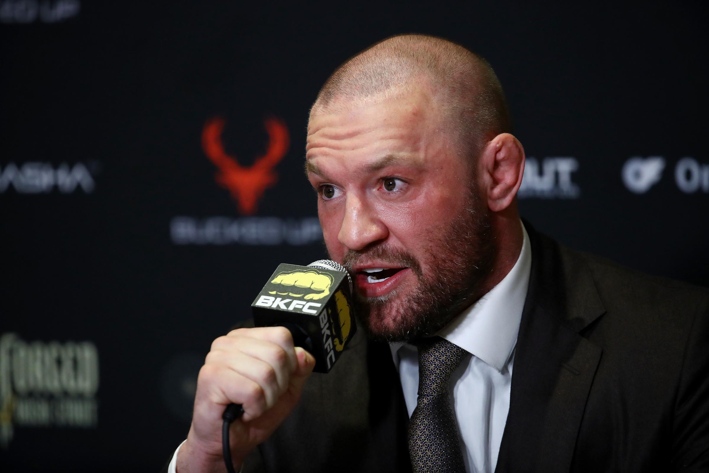 Conor McGregor interacts with media after BKFC 70 Hollywood at Hard Rock Live in Seminole Hard Rock Hotel & Casino on 27 March 2025 in Hollywood, Florida. | Source: Getty Images