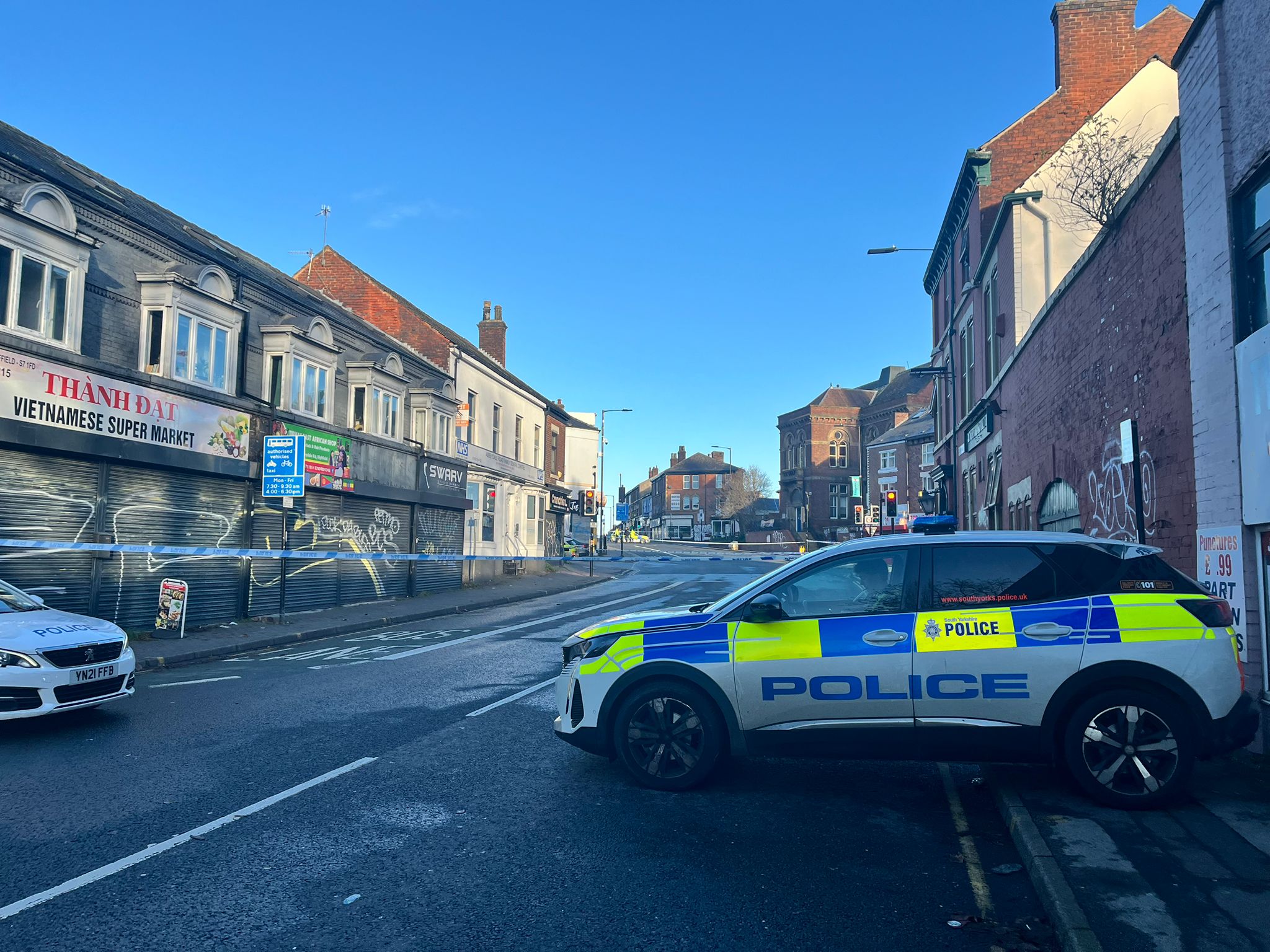 The scene in Sheffield on Tuesday morning, 25 November 2025, after a boy was shot. | Source: Facebook/South Yorkshire Live
