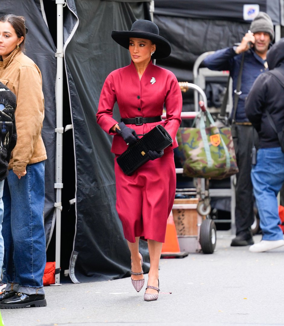 Jennifer Lopez is seen filming