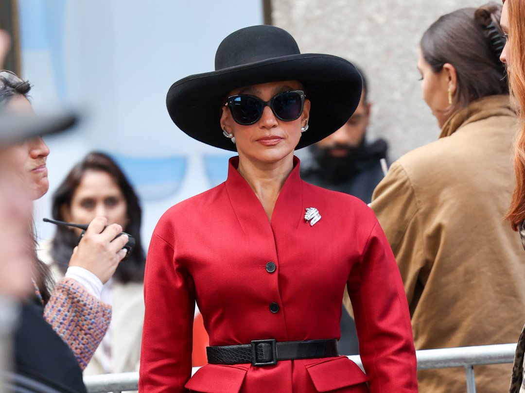 Jennifer Lopez is seen filming