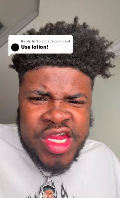 Marquay Collins addressing a netizen's instruction for him to use lotion in his last TikTok video before he died, posted on November 25, 2025. | Source: TikTok/@marquaythegoat