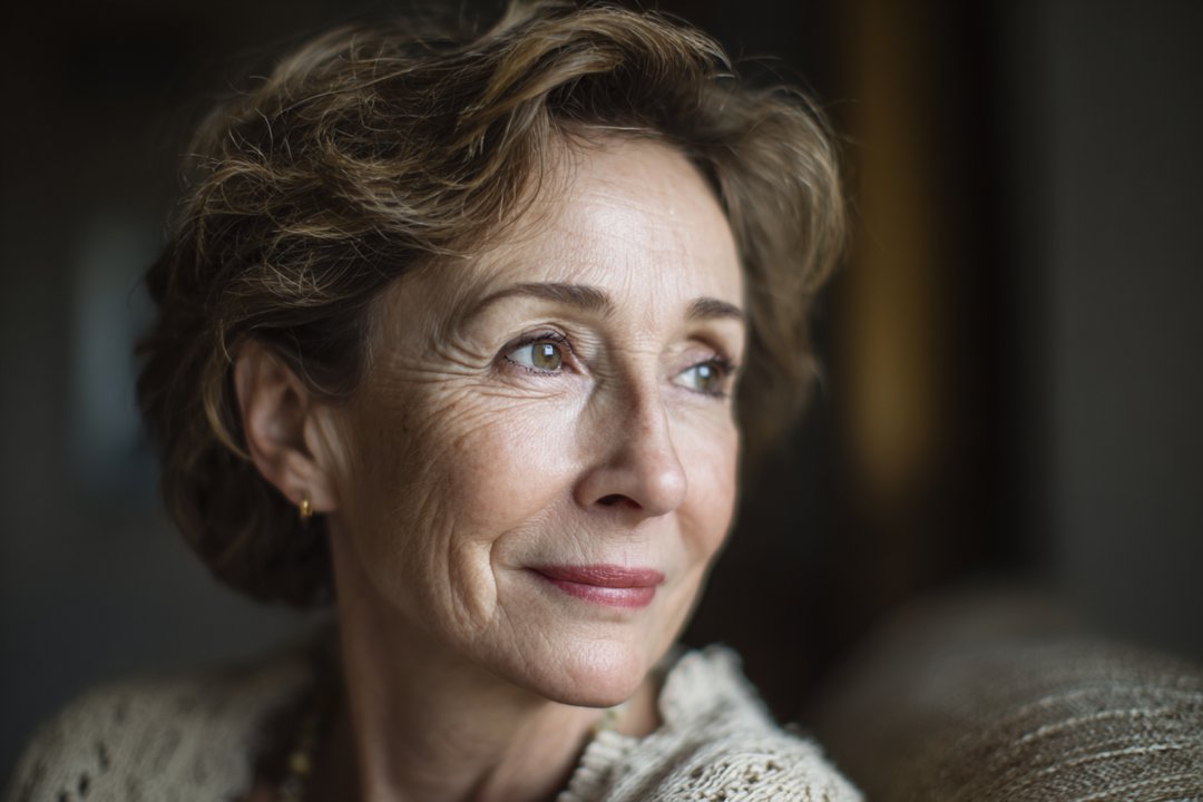 A woman sitting in her living room | Source: Midjourney