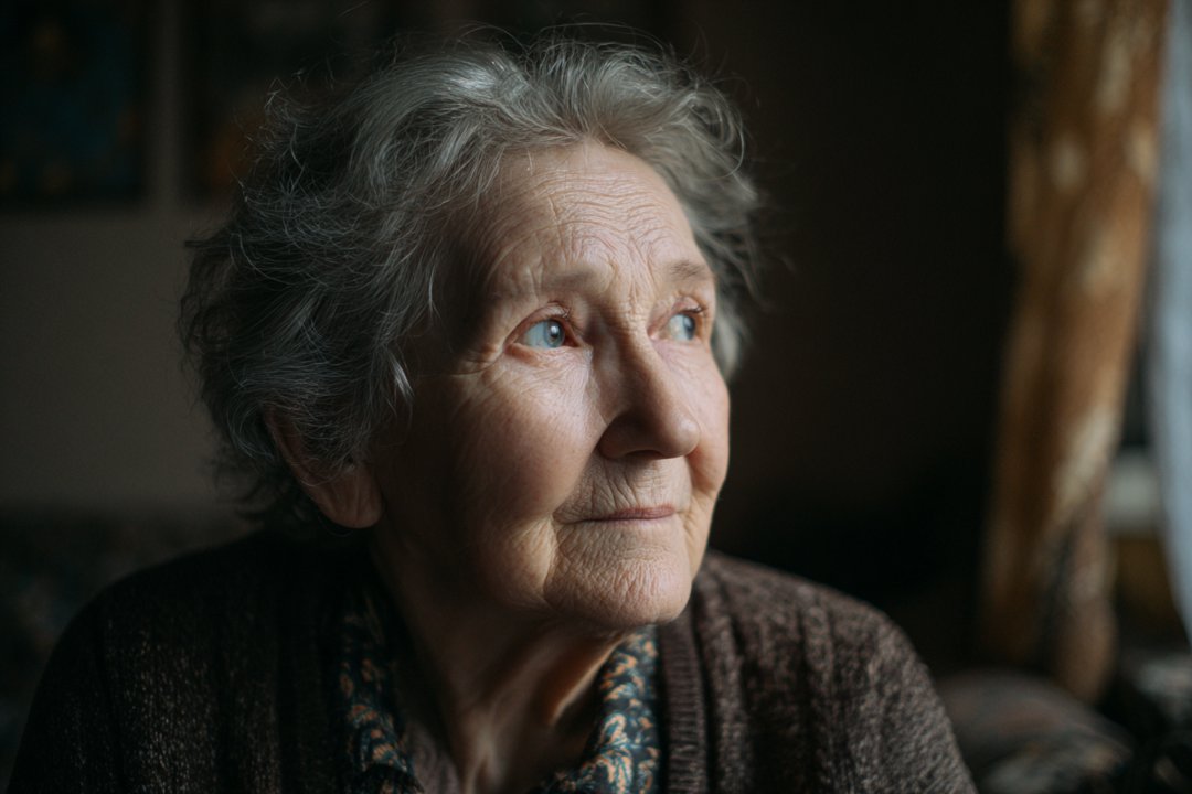 An older woman sitting near a window | Source: Midjourney