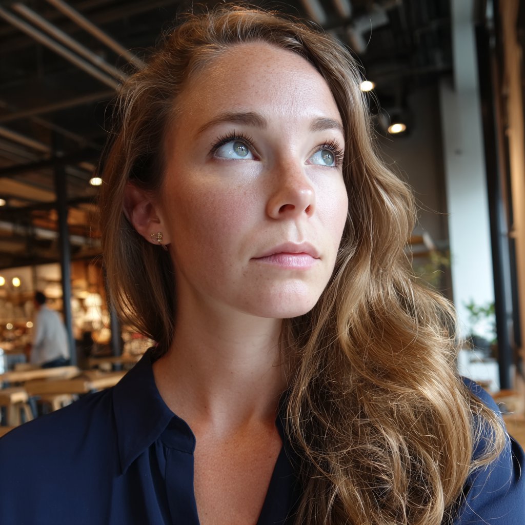 A woman standing in a coffee shop | Source: Midjourney