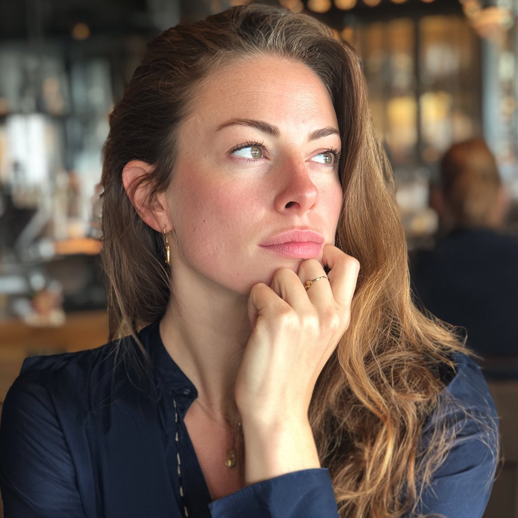 A woman smiling softly | Source: Midjourney