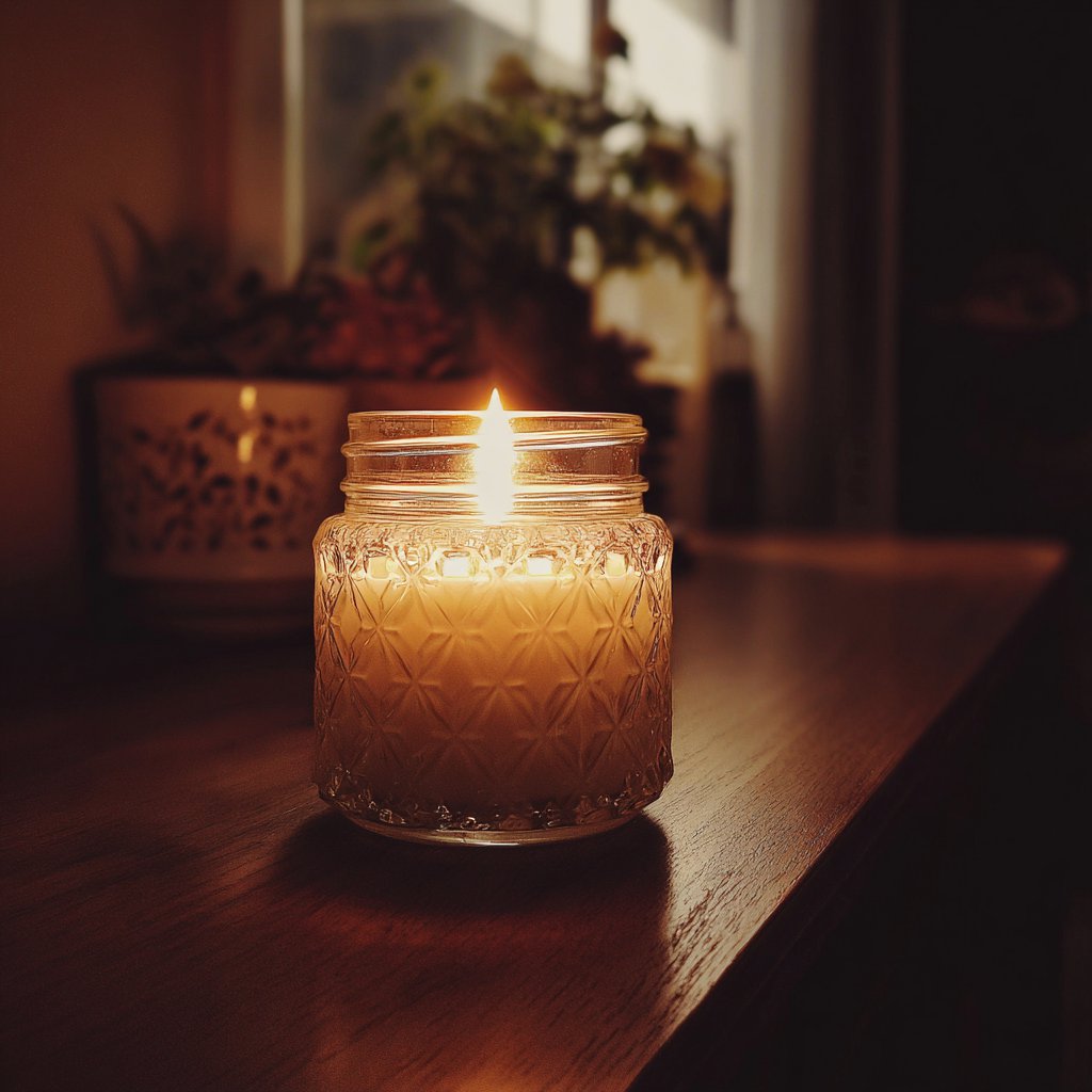 A candle burning on a hallway table | Source: Midjourney