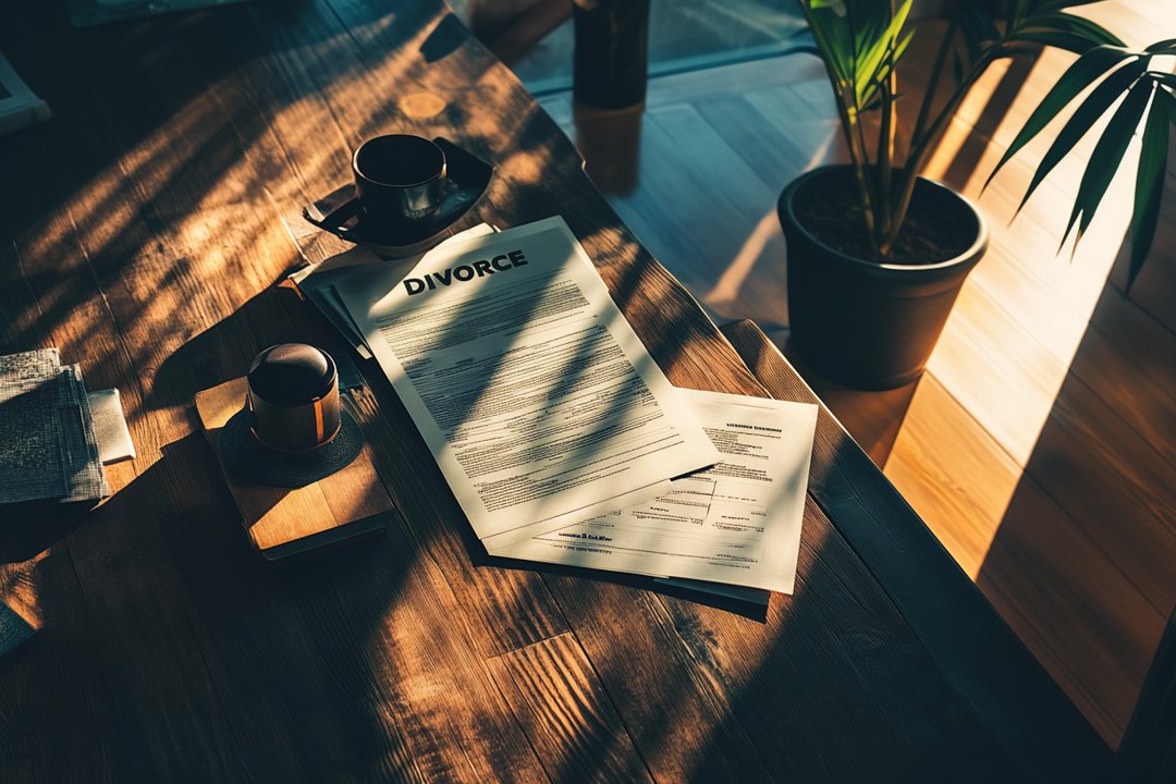 Divorce papers on a table | Source: Midjourney